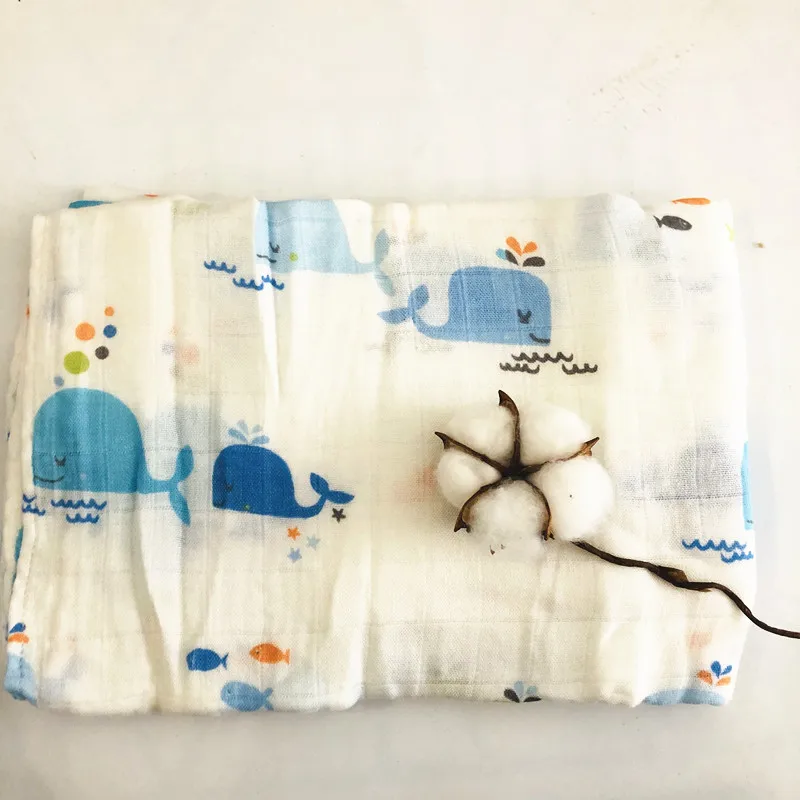 Муслиновое одеяло s детское муслиновое одеяло Пеленальное бамбуковое хлопковое детское банное полотенце Пеленальное Одеяло s многофункциональное детское полотенце - Цвет: bamboo whale