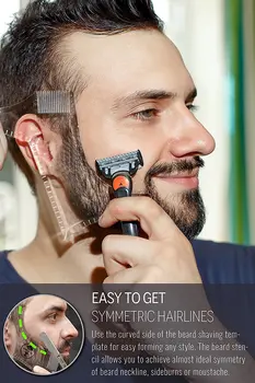 

Men Hairdressing Beard Care Transparent appearance moustache moulding comb moulding Shaping Styling Template ruler combs Tool