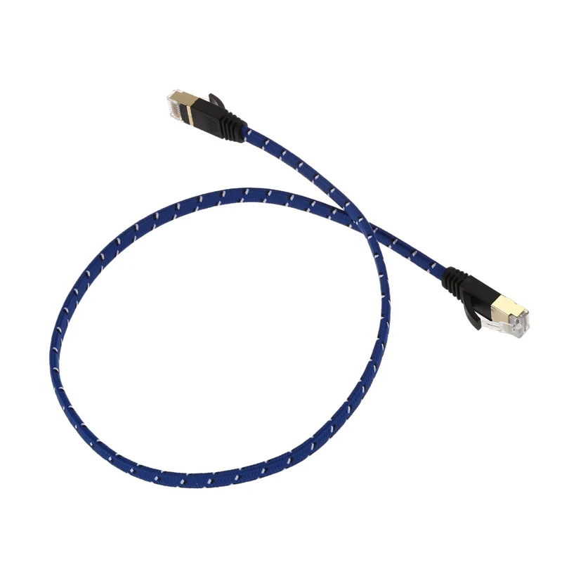50 см Плетеный Кот-7 10 гигабитный Ethernet кабель модем маршрутизатор патч RJ45 LAN сеть синий