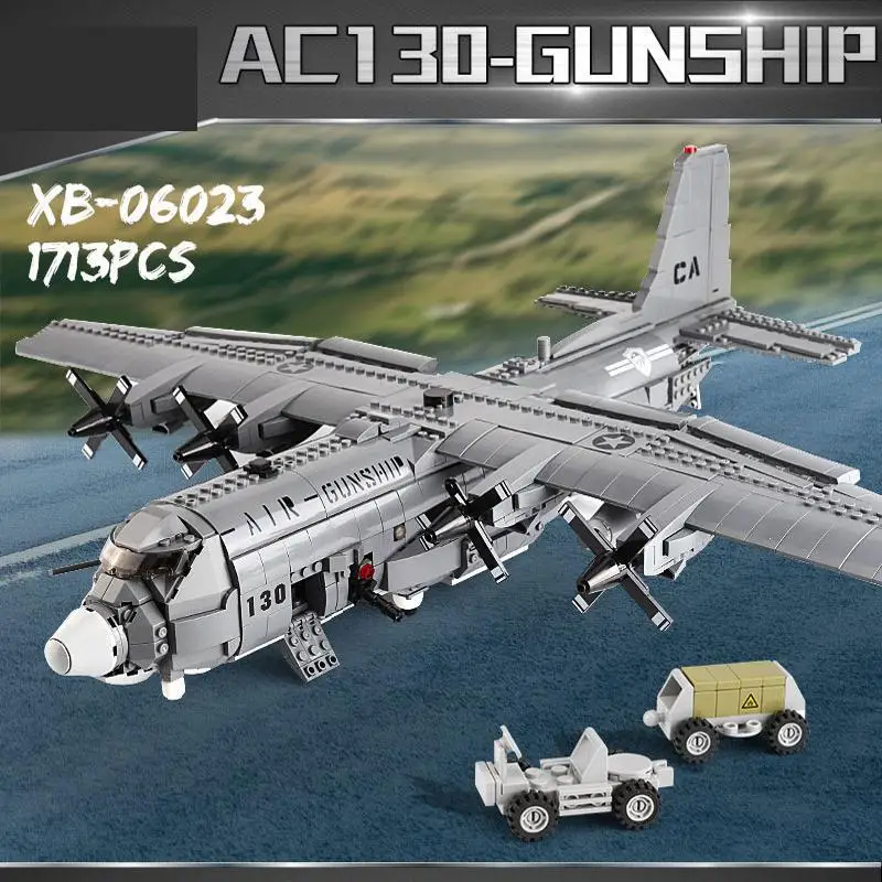 Военная армейская серия Ac130 воздушная лодка набор строительных блоков Кирпичи сборка самолета Модель Juguetes Xingbao 06023 1713 шт - Цвет: without box