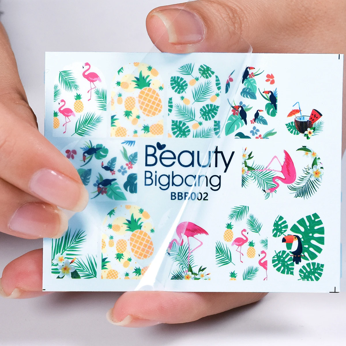 

BeautyBigBang 2 Sheets Nail Art Stickers Decals Designs Tropical Flamingo Pineapple Leaf Decoration For Nail Art Sticker