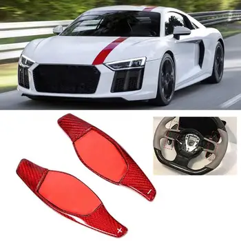 

steering wheel control Red Carbon Fiber Steering Wheel Shift Paddle Extension Fit for Audi R8 2018 direksiyon