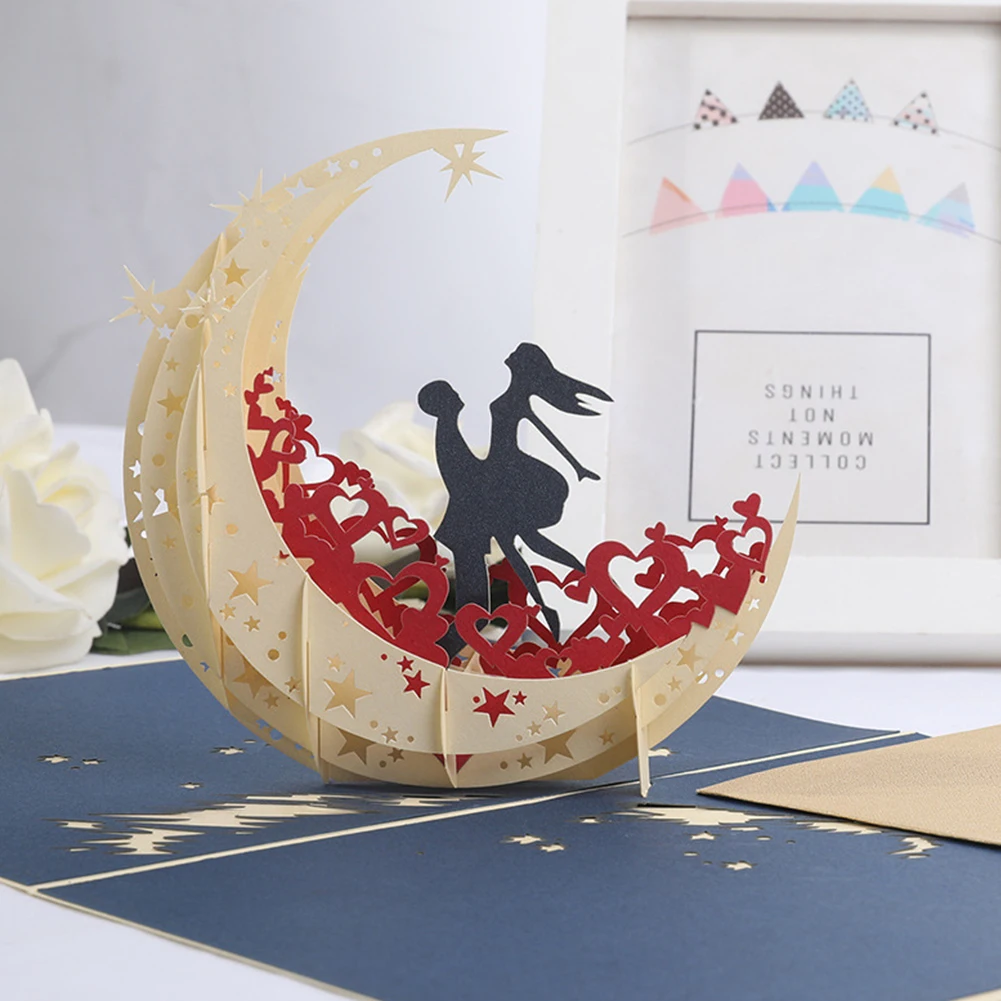  3D Craft Hollowed Out DIY With Envelope Wedding Invitation New Year Paper Postcards Holiday Party H - 4.0004E+12