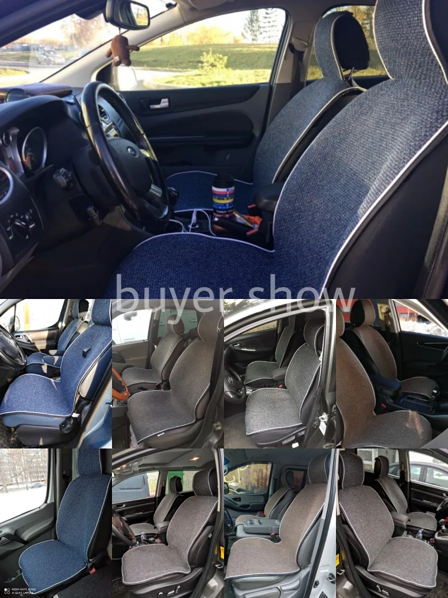 2 Pcs Car Front Seat Flax Fabrics Car Seat Covers Universal Car seat Cushion Accessories Decorate Protection Covers For Car Seat