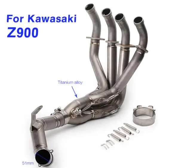 Motorcycle exhaust middle pipe titanium alloy full system for kawasaki