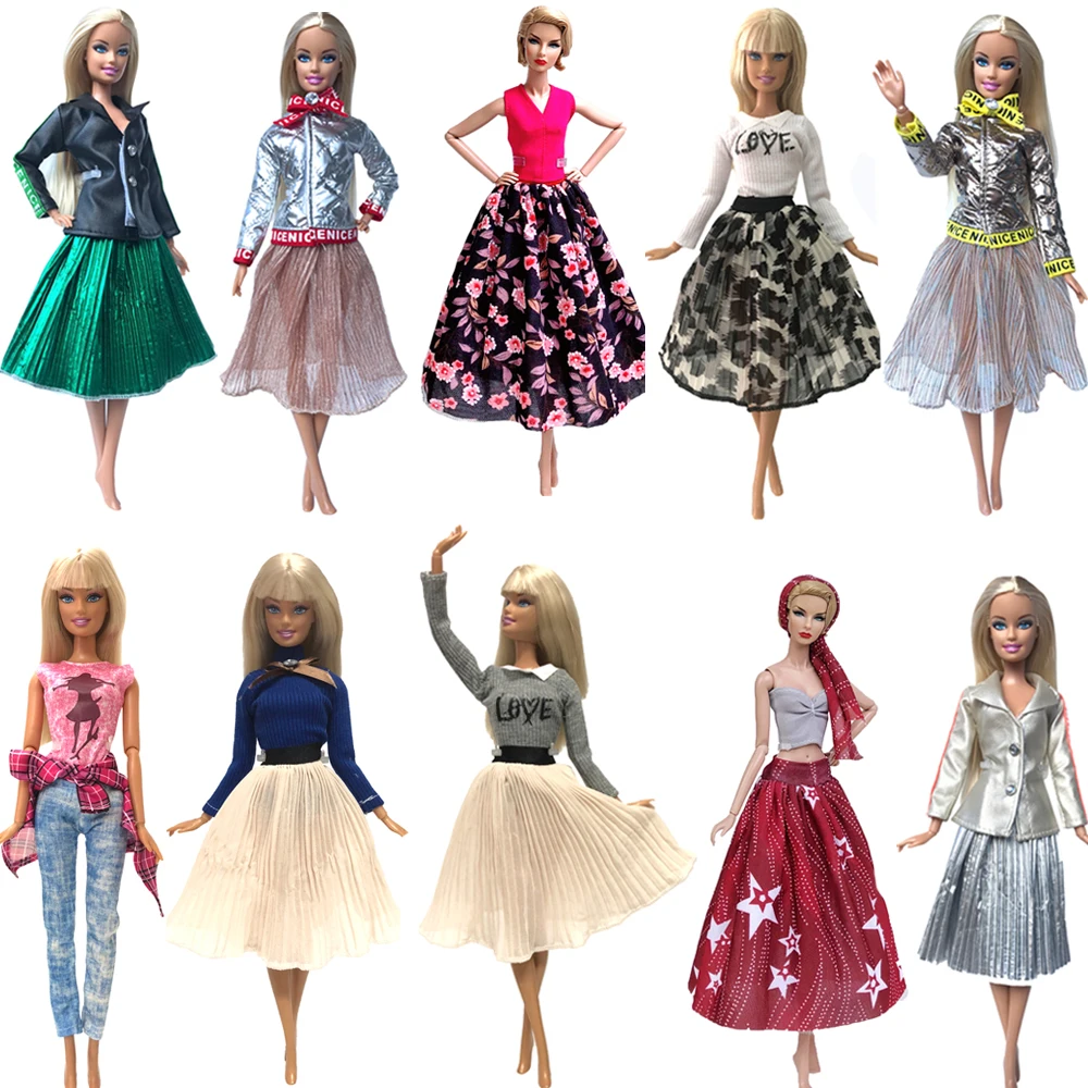 

NK Hot Sell Mix 1/6 Princess Dress Fashion Shirt Model Skirt Daily Wear Clothes Stocking For Barbie Doll Accessories Gift Toy JJ