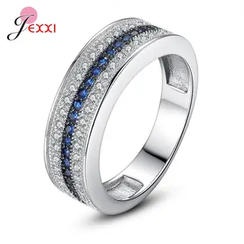 

Hot Sale 925 Sterling Silver Wide Finger Rings Women Girls Wedding Engagement Party Jewelry Gifts CZ Rings