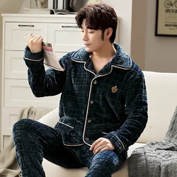 Winter Flannel Pajamas for Men Velvet Thick Coral Velvet Oversize Home Service Sleepwear Men's Pajamas pijama hombre invierno