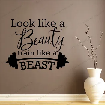 

Gym Wall Decal Look Like A Beauty Train Like A Beast | Motivational Quotes Sports Wall Gym Vinyl Wall Decor Playroom WQ117