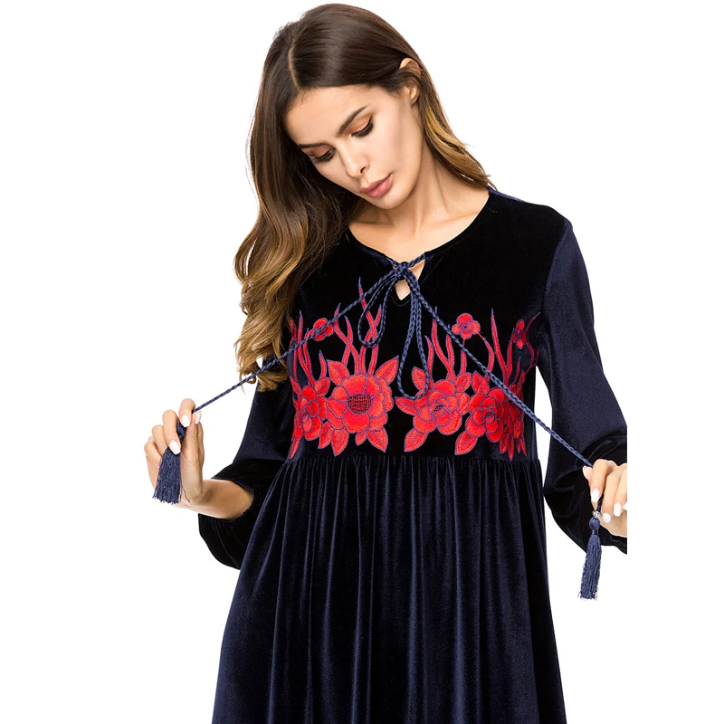 Vestidos abaya Kaftan Qatar бархатный арабский хиджаб мусульманское платье женское кафтан джилбаб халат Дубай Elbise турецкая исламская одежда