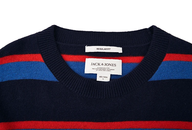 Jack Jones мужской bump цветной полосой удобный с круглым воротником для отдыха свитер | 219324523