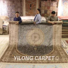 YILONG 9'x12' классический персидский стиль шелковый ковер синий медальон Вилла украшение большой размер ковер(WY319A9x12