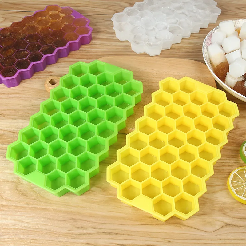 Silicone Ice Cube Trays Honeycomb Shape Home Kitchen Summer Ice cream tool 37 Cubes Ice Tray 4