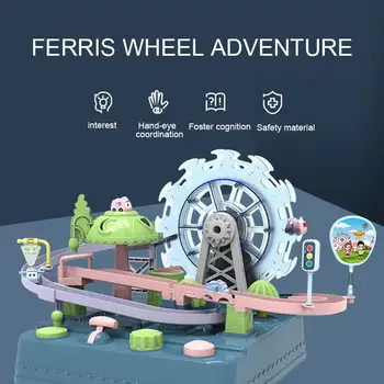 

Ferris Wheel Adventure Game Manual Rail Train Track Toys For Children Education Toy Macaron Color Table Game Assemble Railcar