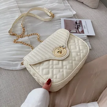 

Mini Leather Crossbody Bags For Women 2020 Chain Shoulder Messenger Bag Leather Pure Color Chain Shoulder Crossbody Bag