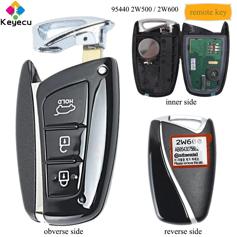 Сменный смарт ключ KEYECU 3 кнопки 433 МГц ID46 брелок для Hyundai Santa Fe 2012 2015 FCC ID: 95440 2W500|Ключ