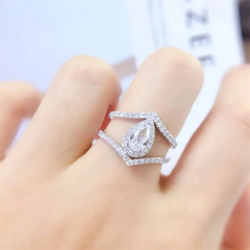 white gold 1CT Хорошее ювелирное изделие 18k золото мосанит кольцо для женщин несколько способов ношения - Цвет камня: white gold 1CT