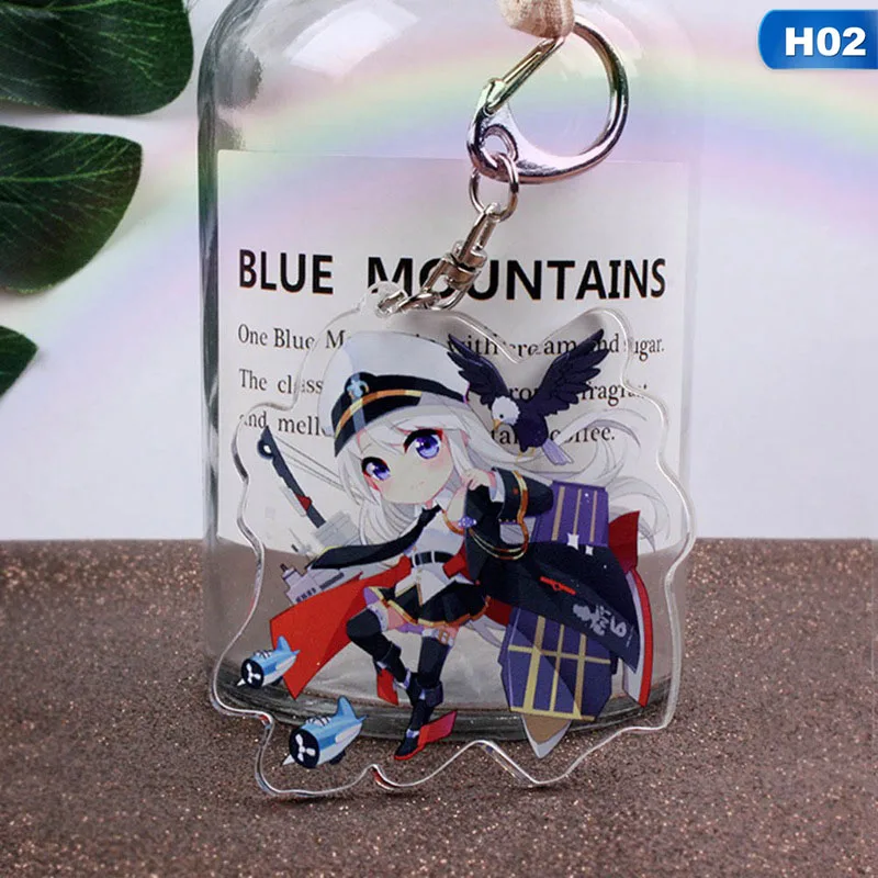 KEY5902H02 Kawaii Anime Key Chain Azur Lane Enterprise Prinz Eugen Acrylic Keychain keyring Pendant Anime - Цвет: KEY5902H02