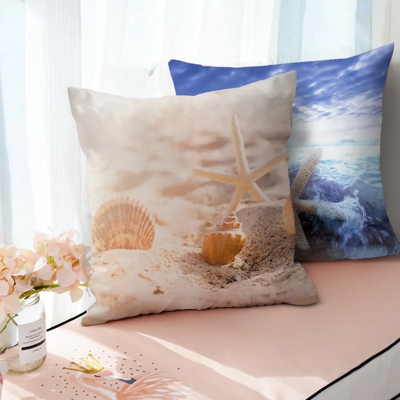 Чехол для подушки Fuwatacchi с изображением океана пляжа корабля морской звезды