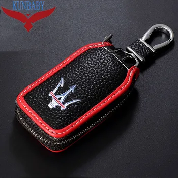 

KUNBABY Genuine Cow Leather Car Key Bag Car Key Case Holder New Fashion Car Stylin Car Accessories For Maserat 01