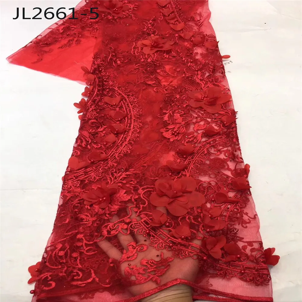 Итальянская мода высокого качества Марля 3D вышивка красная супер красивая женская ткань для свадебного платья - Цвет: 5