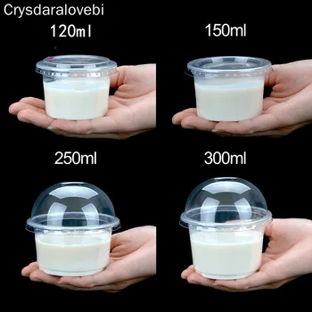 

100Set Pudding Cup Disposable Plastic Cups Lid Small Plastic Containers Dessert Box Wedding Party Birthday 1/2/3/4/5/6/8/10oz