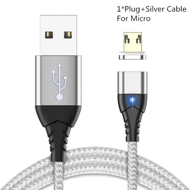 Магнитный кабель Micro usb type C адаптер для быстрой зарядки телефона Microusb type-C магнитное зарядное устройство usb c для iphone samsung xiaomi - Цвет: Silvery For Micro
