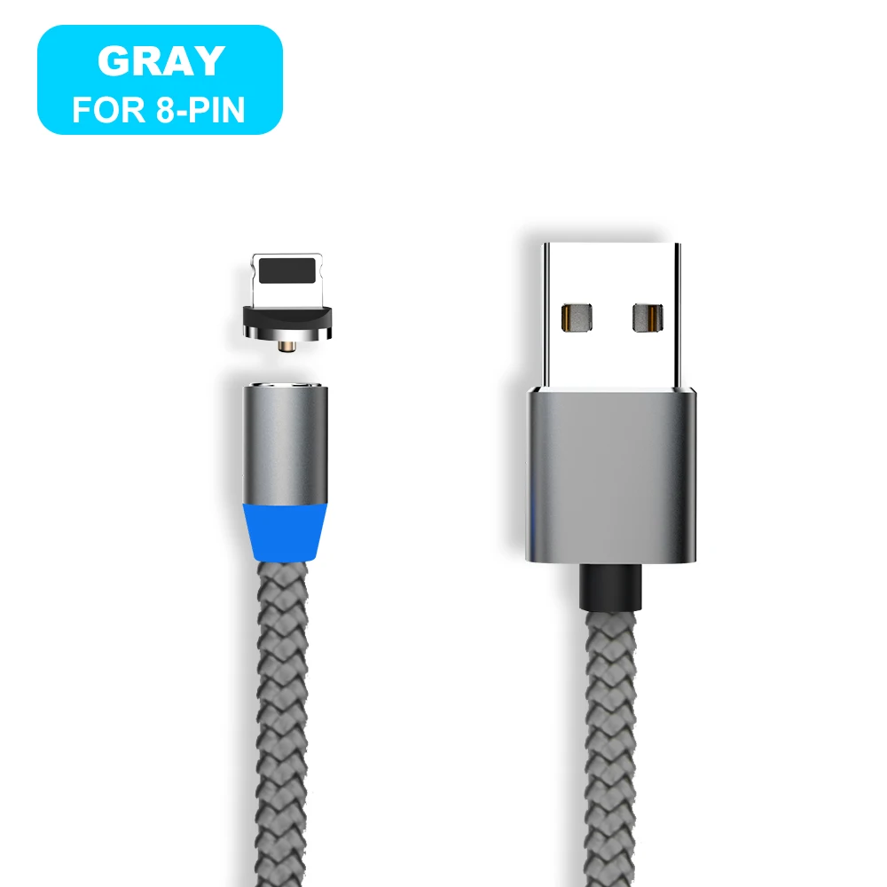 Grey iphone Cable Магнитный кабель Vanniso 2 м, кабель Micro usb type-C для iPhone xs, samsung, быстрая зарядка, магнитное зарядное устройство, USB кабели, зарядный шнур B - Цвет: Grey iphone Cable