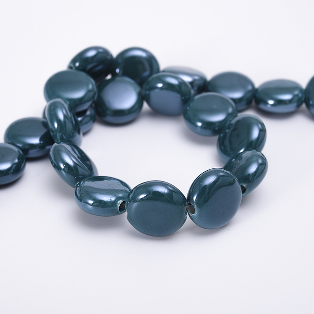 Oblate Ceramics Beads Solid Smooth Loose Spacer Beads for Jewelry Making DIY Bracelet Necklace Earrings Accessories