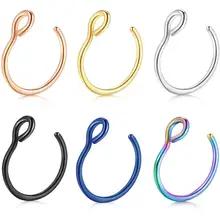 20 г 18 г 8 мм 10 мм искусственный пирсинг ювелирные изделия Поддельные кольца носа искусственная губная перегородка обручи ювелирные изделия для тела 316L хирургический стальной Нос Кольца