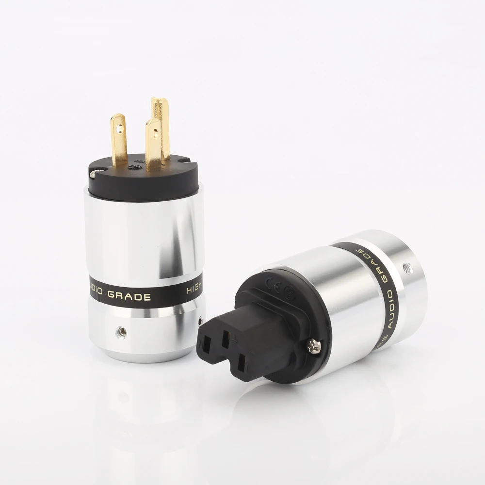 Hi-End Gold Plated US Power Cable Plug IEC Connector Female male Plug HIFI DIY Mains Power Cable