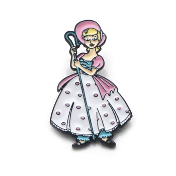 

K153 Wholesale 20pcs/lot Bo Peep Fashion Cute Pins Metal Enamel Pins and Brooches for Women Backpack/Bags Badge