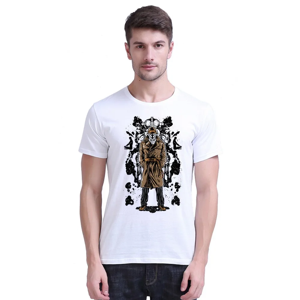Мужские модные футболки с принтом супергероев Роршаха, Camisetas,, 180 г, чёсаные комиксы, Подарочная футболка с принтом, хлопковая футболка