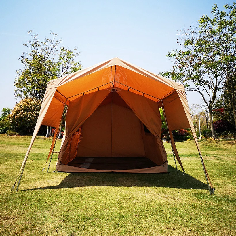 Открытый роскошный водонепроницаемый хлопок 6X3 м Glamping сафари дом палатка с верандой Кемпинг отель палатка