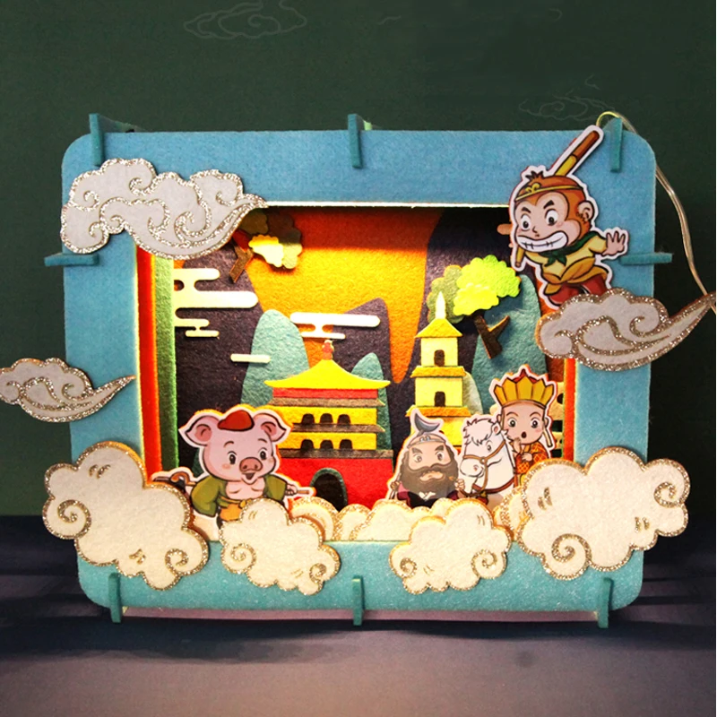 3D stereo light and shadow cloth carving lamp small night lamp spend time making cloth material bag creative gift by hand DIY