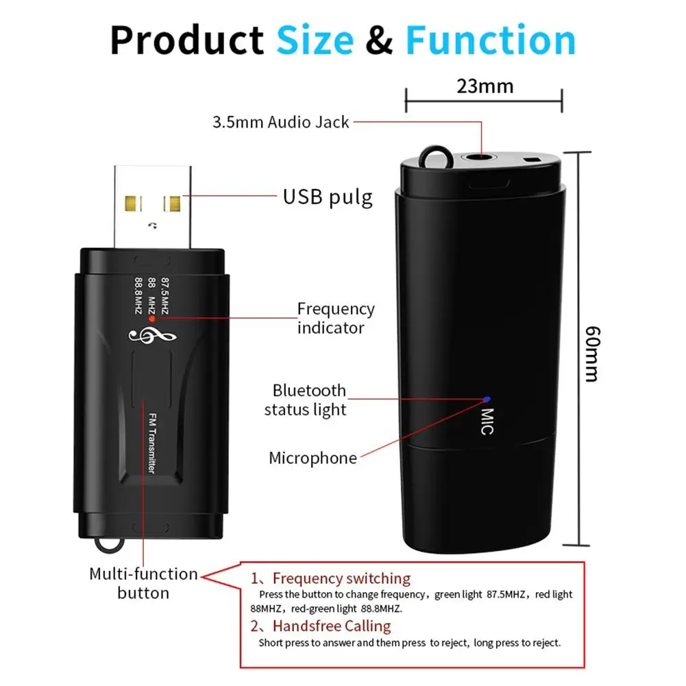 Автомобильный USB Bluetooth 5,0 приемник адаптер аудио fm-передатчик беспроводной адаптер легкий портативный адаптер