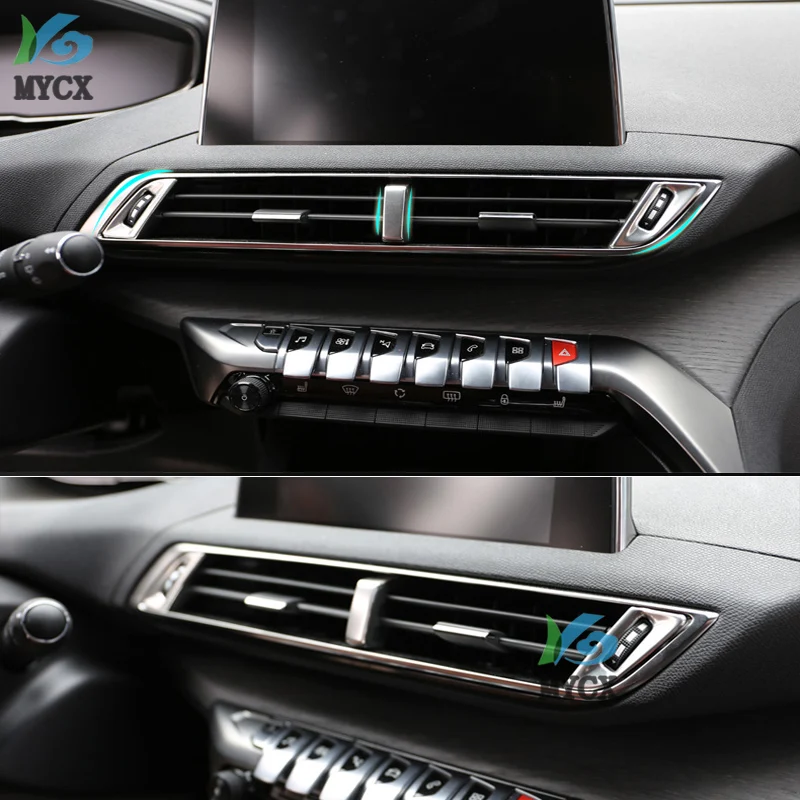 Для peugeot 3008 GT нержавеющая сталь передний средний центр Закрытый кондиционер чехол для пульта AC выход 3 шт