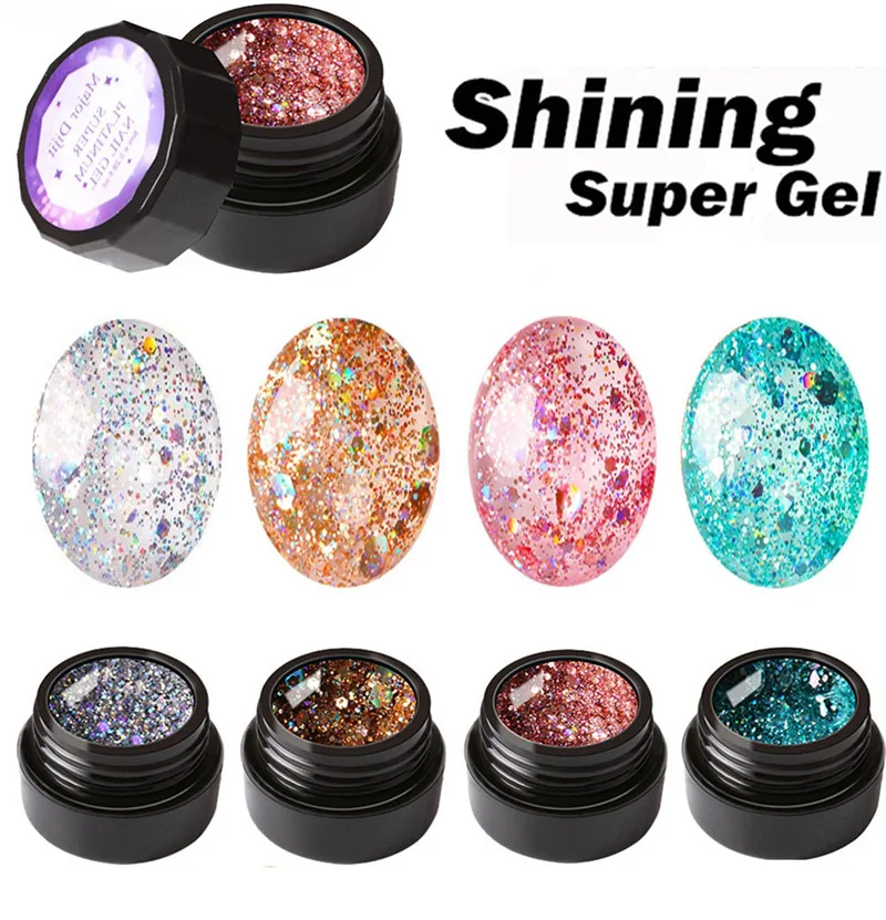 Nusx Diamond Nail Gel Varnish Glitter LED UV Gel Manicure Shiny Sequins Gel Nail Polish Vernis 3