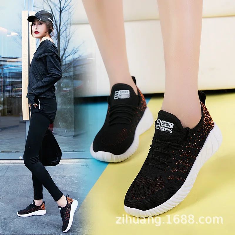 

Athletic Shoes Women's Mesh Breathable Students Running Shoes 2019 New Style Spring Fly Weaver Shoes Korean-style Versatile Casu