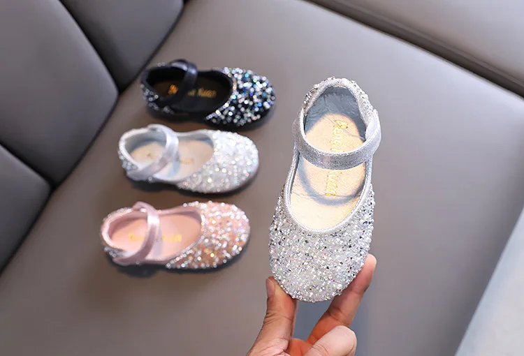Autumn Girls Leather Shoes Princess Party Rhinestone Bow Single Shoes Fashion Children Performance Wedding Shoes extra wide fit children's shoes