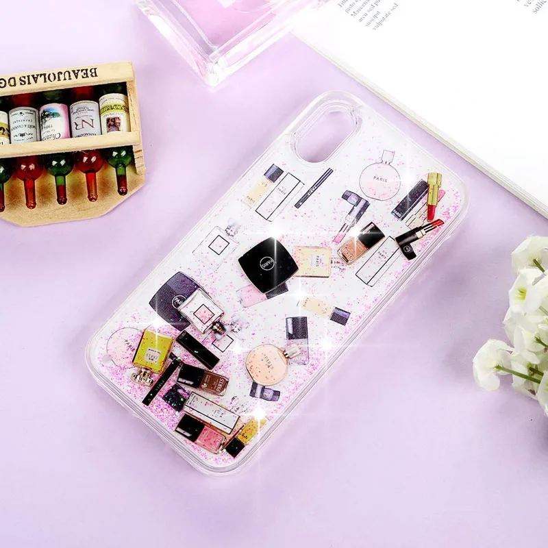

Glitter Case For iPhone 7 Case Dynamic Liquid Floating Cosmetic Makeup Lipstick Perfume Case For iPhone 8 Plus Xs Max XR 11 Pro