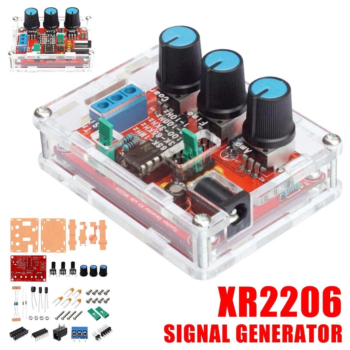 

1Hz-1MHz Function Signal Generator Module DIY Kit Sine/Triangle/Square Wave Adjustable Frequency Amplitude Signal Generator