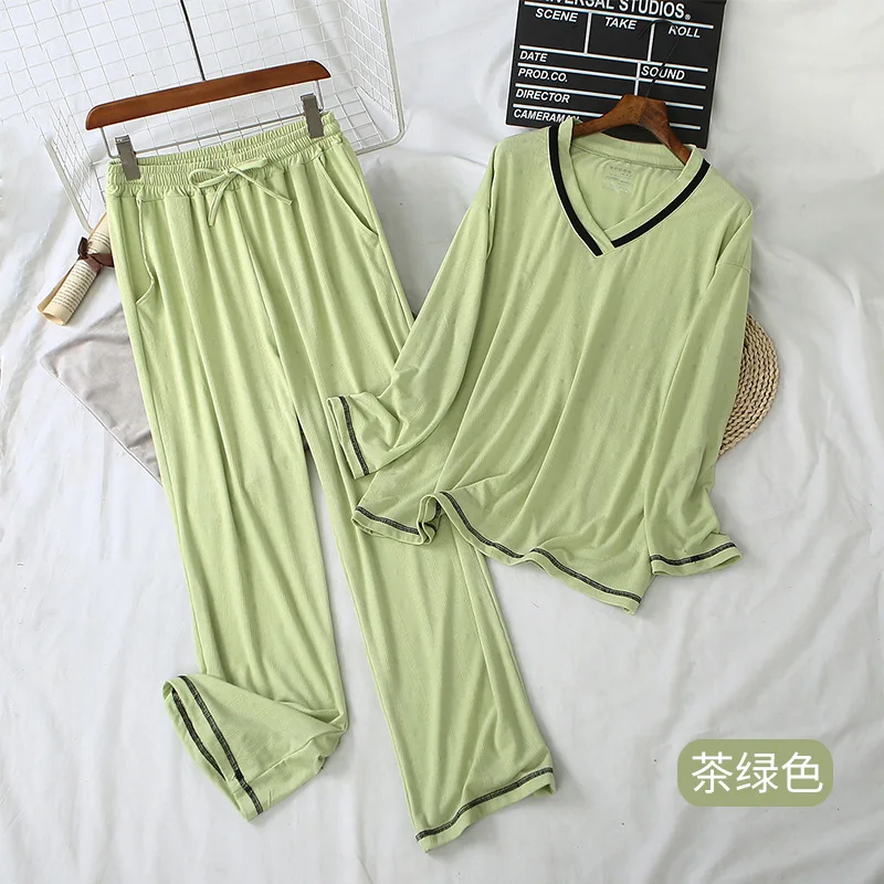 Удобные пижамы из модала и хлопка женские пижамные комплекты с длинными рукавами