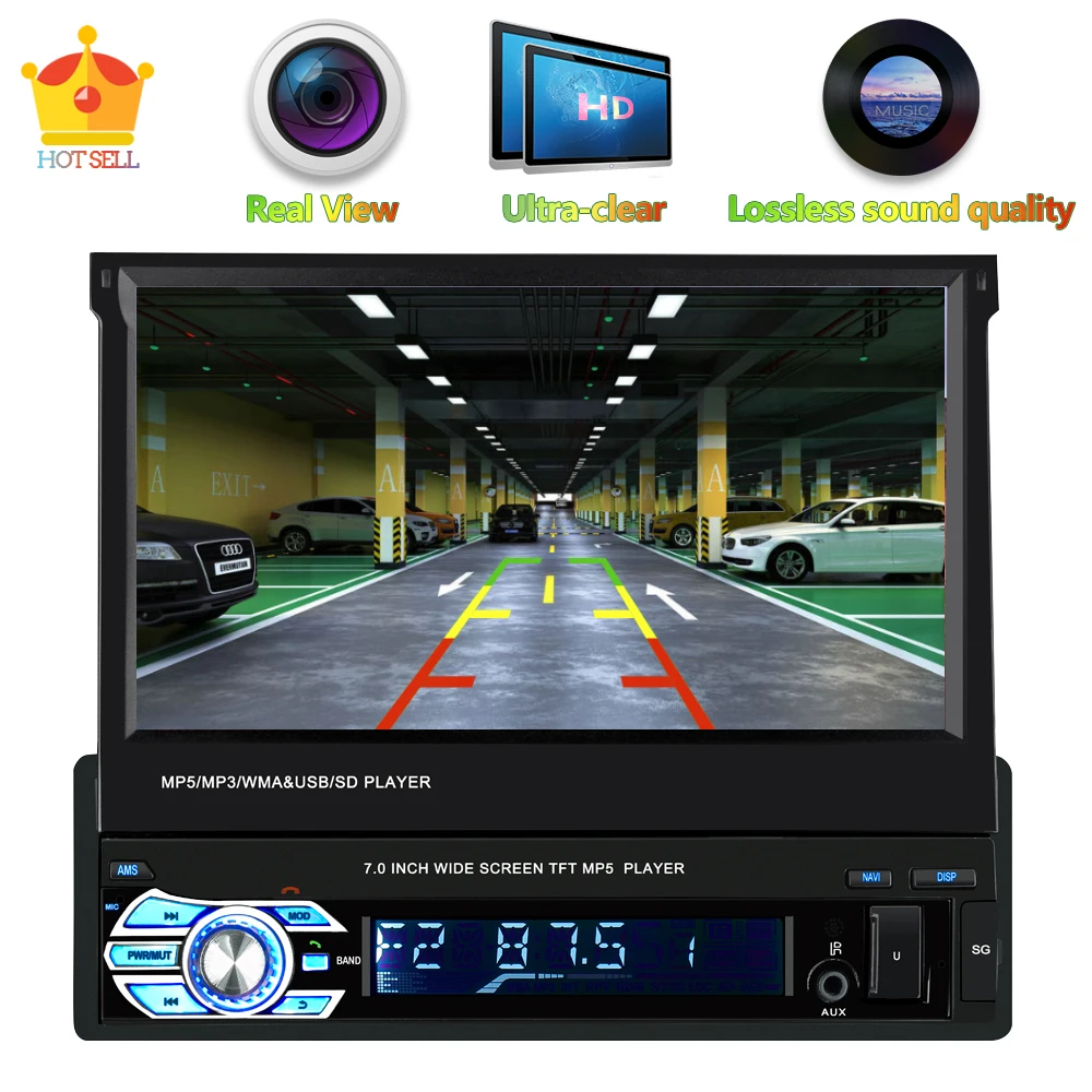 1din Выдвижная Авторадио Навигация Bluetooth Стерео FM USB автомобильное радио 7 &quotHD