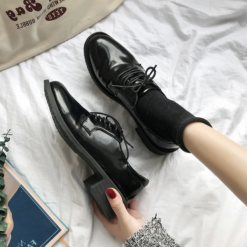 

LIHUAMAO women shoes pointed toe lace up derbies shoes office career party walking footwear low heel