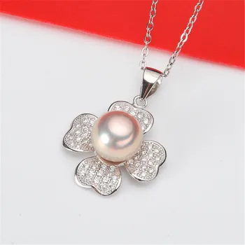 

S925 Sterling Silver Flash Design Pearl Pendant Holder Women DIY Pearl Pendant Components Silver Gold Color