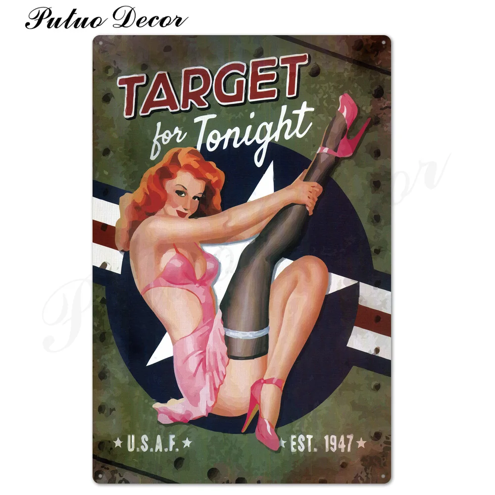 Pin Up Girl Оловянная табличка металлическая винтажная Сексуальная металлическая вывеска Настенный декор для бара паба клуба человек пещера значки в стиле ретро металлическая живопись - Цвет: TH2357
