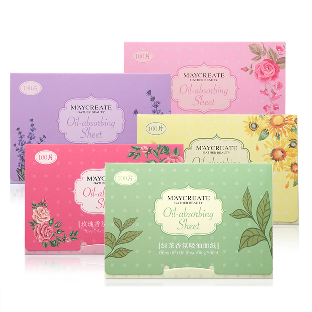 100pcs Face Oil Absorbing Paper Plant Fibers Breathable Blotting Handkerchief Korea Fragrant Clean Tissue Color Random Delivery