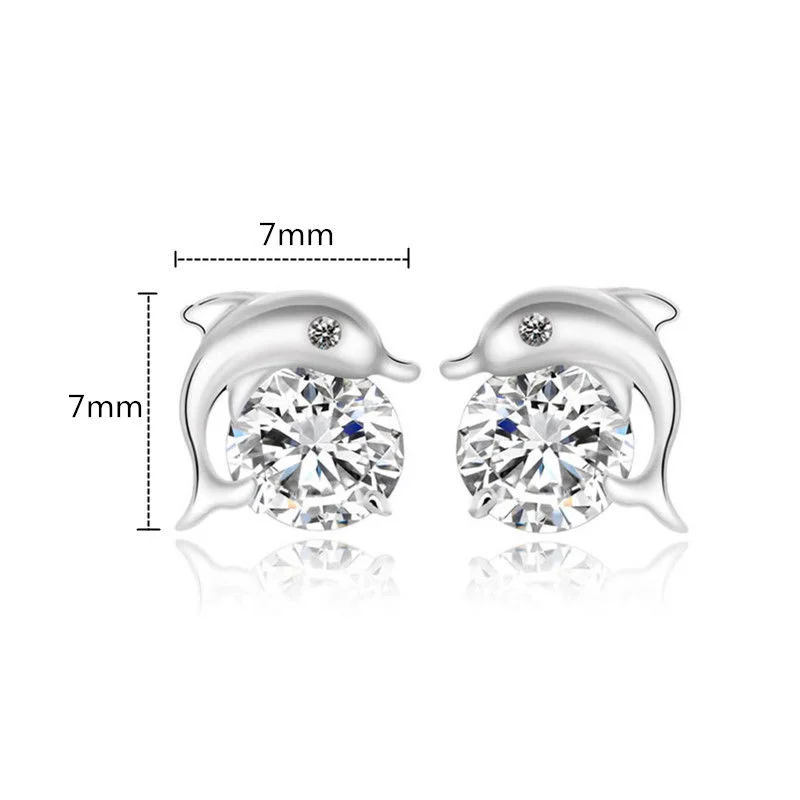 1 пара модных ювелирных изделий Прекрасный Дельфин Кристалл серьги гвоздики для женщин подарок одаренные ювелирные изделия