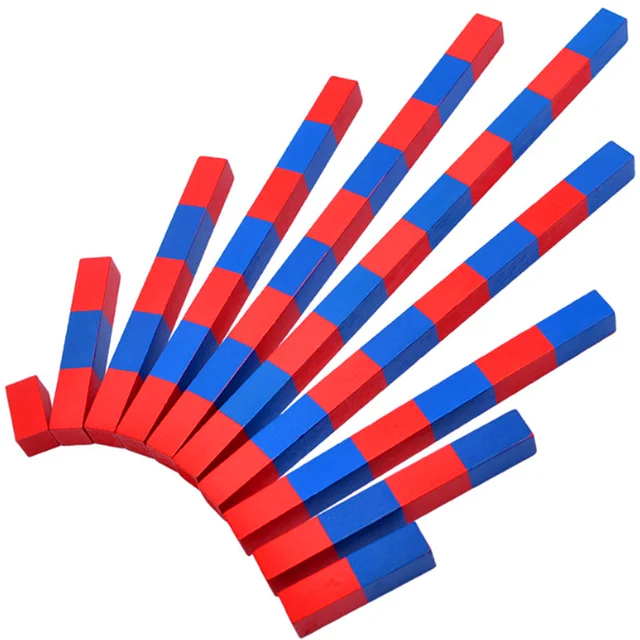 Baby Toy Numerical Rods Montessori Mathematics Red & Blue Rods Bar Math Toy Learning & Education Classic Wood Kids Toys 4